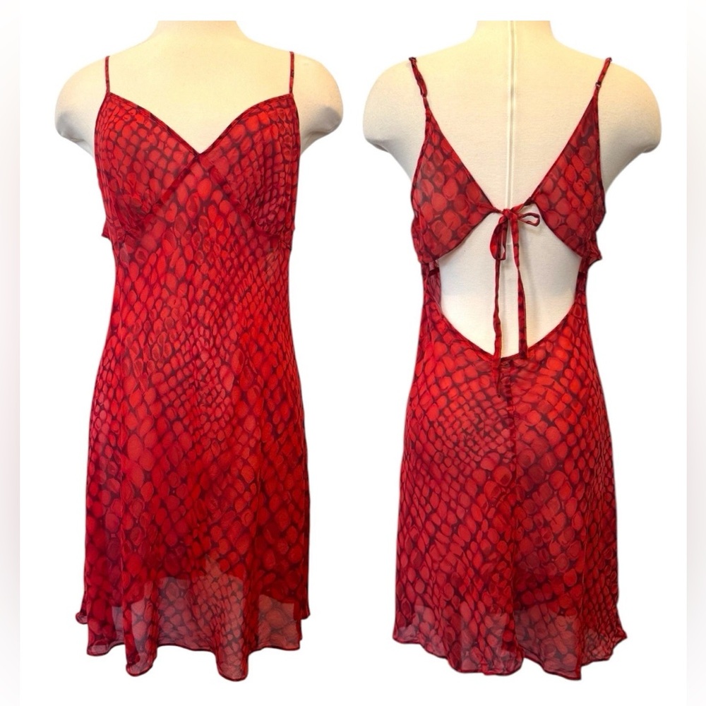 Victoria's Secret Silk Snake Print Red Slip Dress